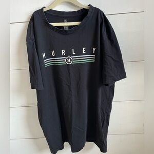 Hurley Black Tee with Green Stripes